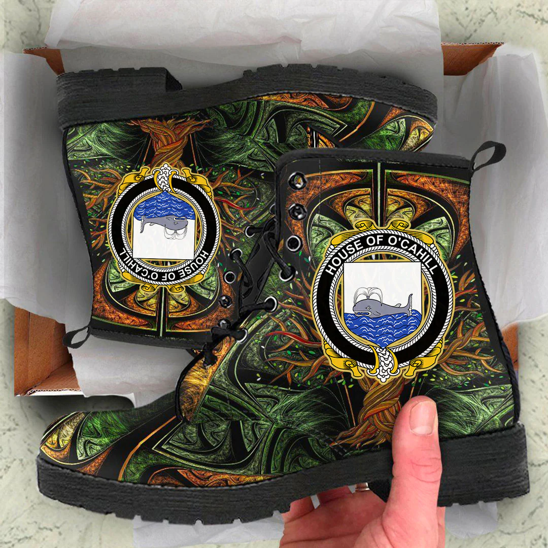 1stIreland Ireland Leather Boots - House of O CAHILL Irish Family Crest Leather Boots - Tree Of Life A7