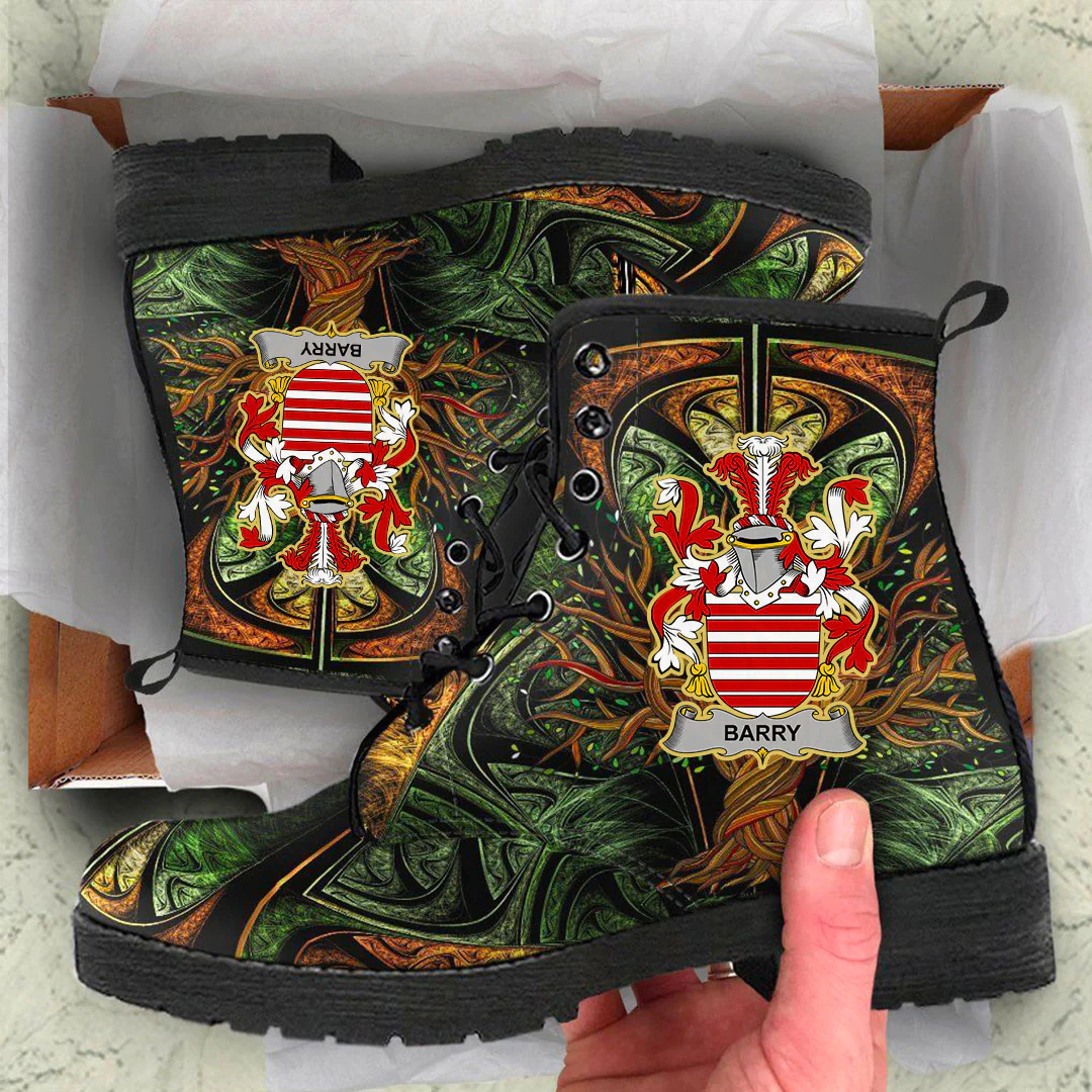 1stIreland Ireland Leather Boots - Barry Irish Family Crest Leather Boots - Tree Of Life A7