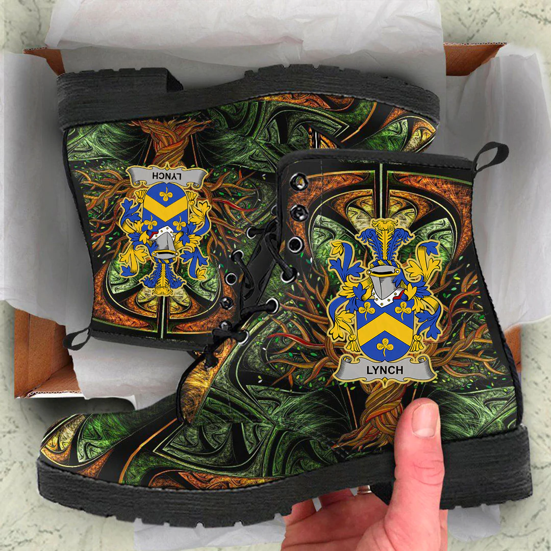 1stIreland Ireland Leather Boots - Lynch Irish Family Crest Leather Boots - Tree Of Life A7