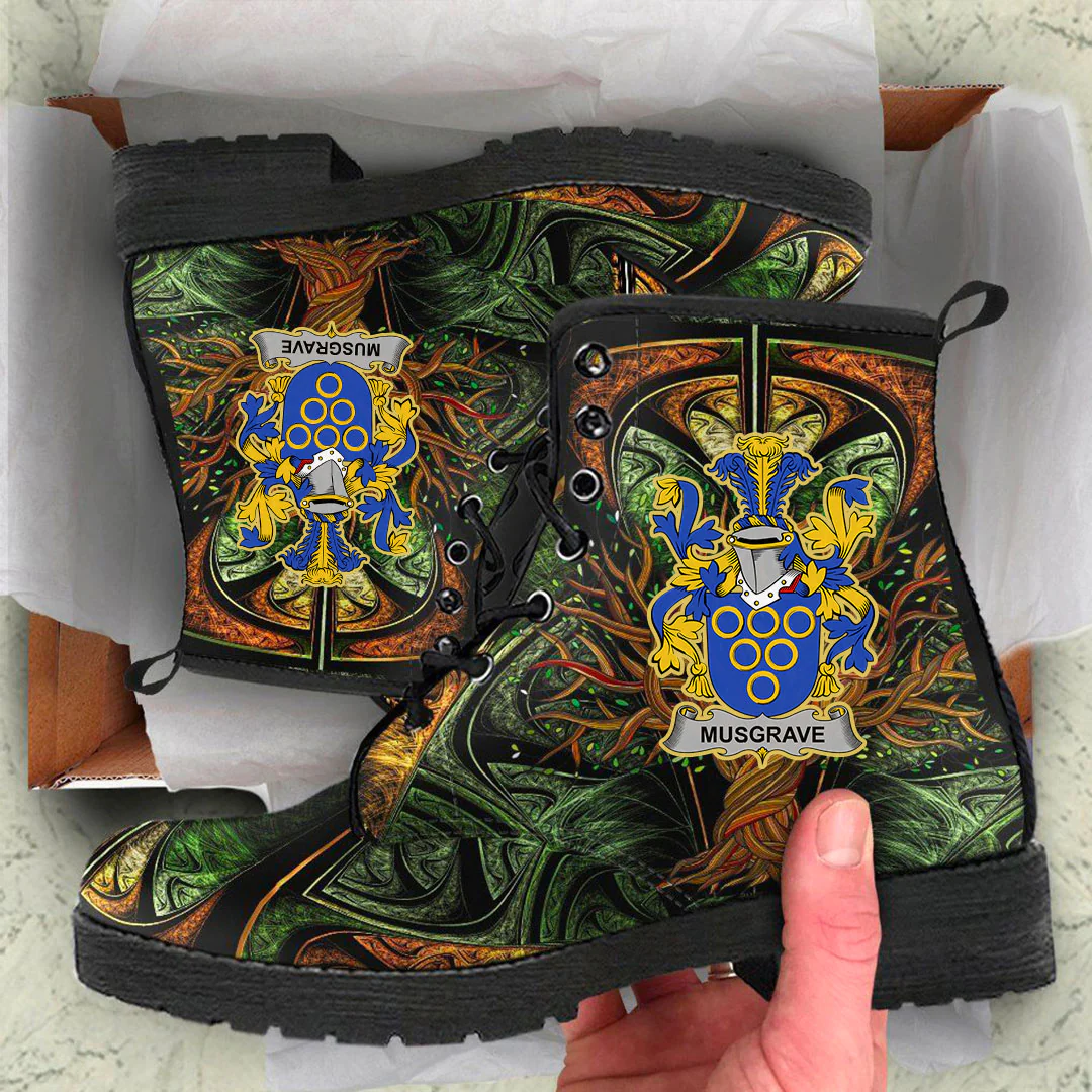 1stIreland Ireland Leather Boots - Musgrave Irish Family Crest Leather Boots - Tree Of Life A7