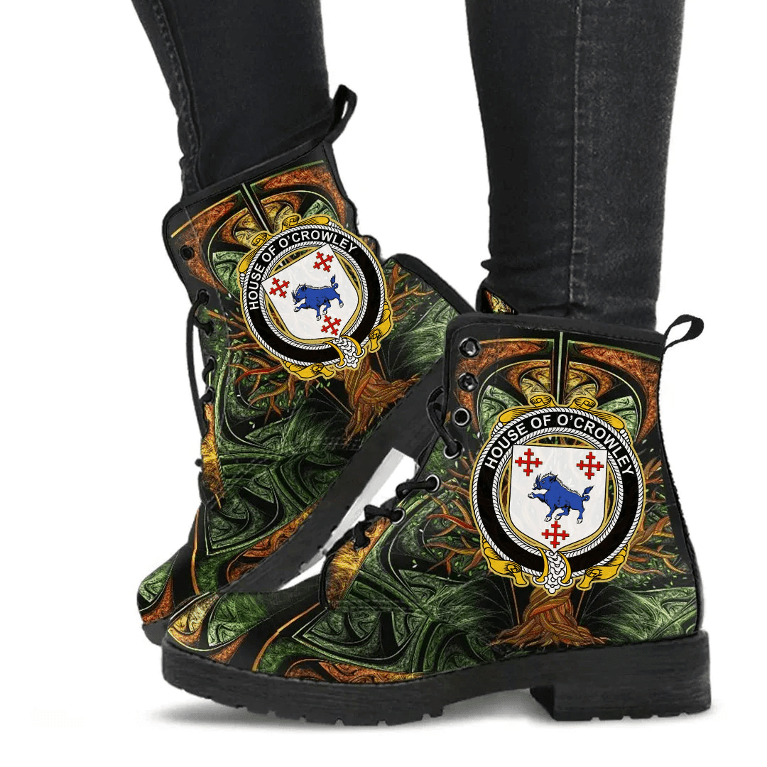1stIreland Ireland Leather Boots - House of O CROWLEY Irish Family Crest Leather Boots - Tree Of Life A7