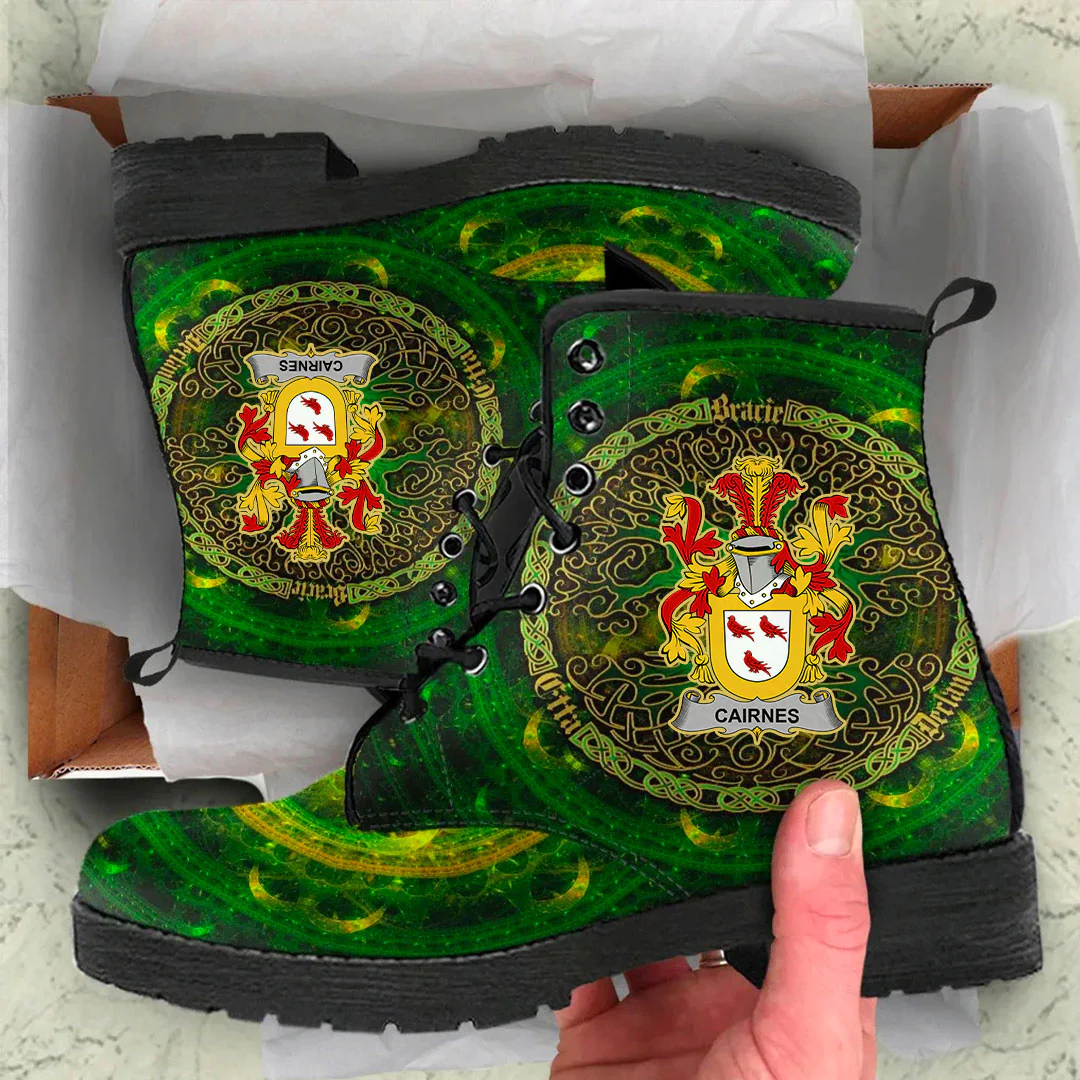 1stIreland Ireland Leather Boots - Cairnes Irish Family Crest Leather Boots - Celtic Tree (Green) A7