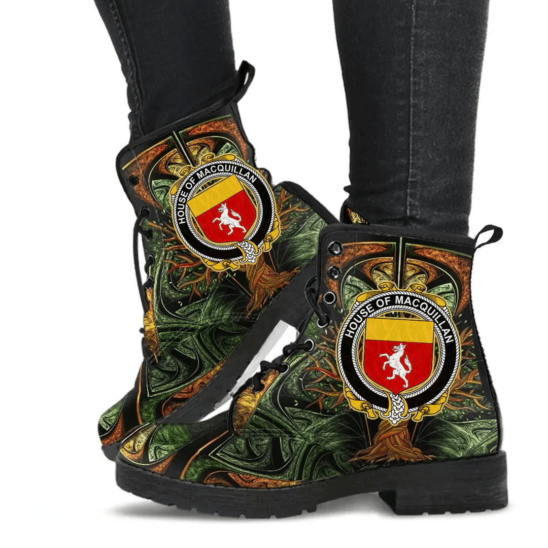 1stIreland Ireland Leather Boots - House of MACQUILLAN Irish Family Crest Leather Boots - Tree Of Life A7