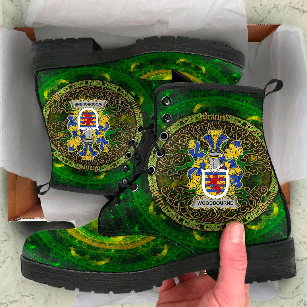 1stIreland Ireland Leather Boots - Woodbourne Irish Family Crest Leather Boots - Celtic Tree (Green) A7