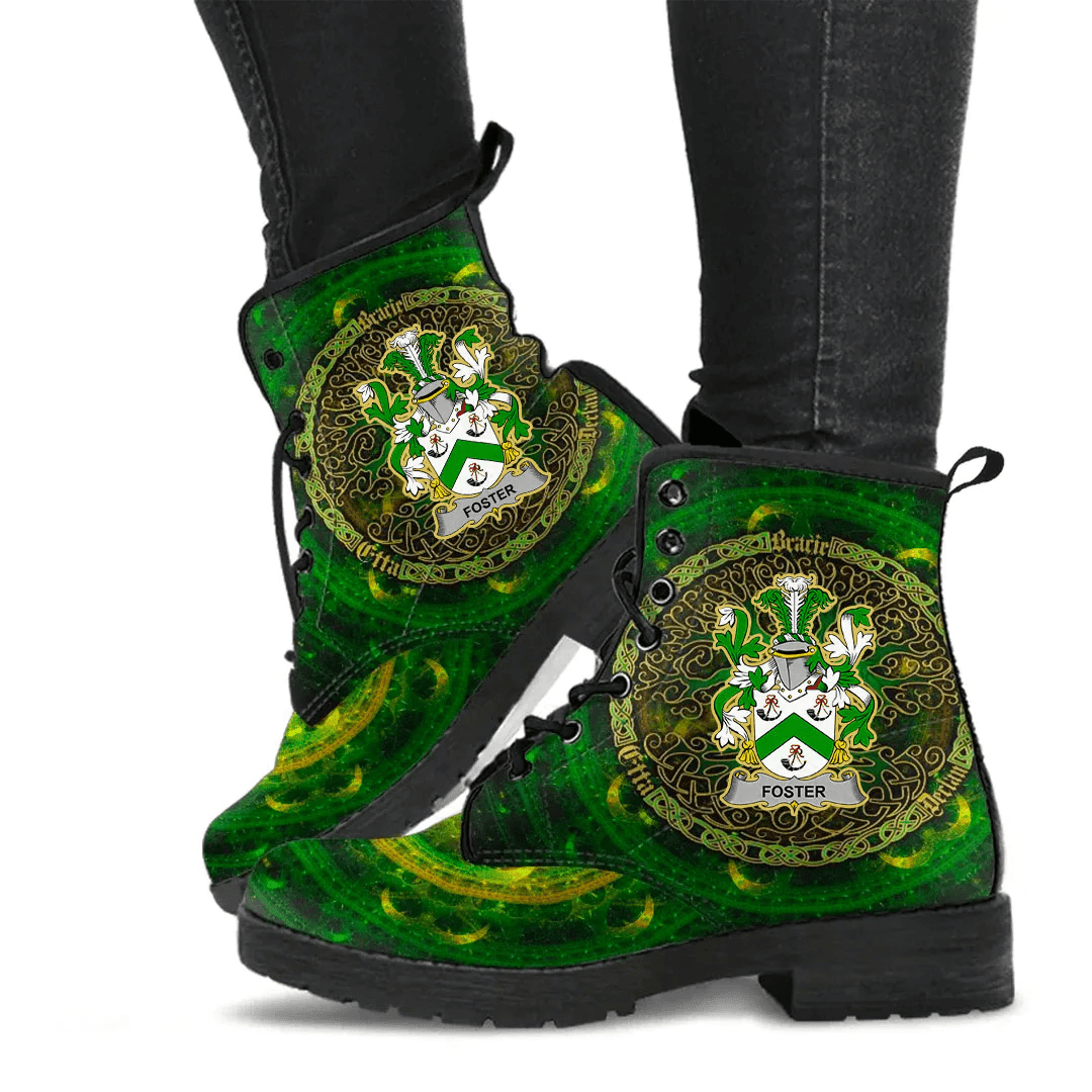 1stIreland Ireland Leather Boots - Foster Irish Family Crest Leather Boots - Celtic Tree (Green) A7