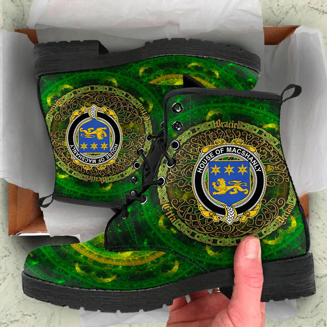 1stIreland Ireland Leather Boots - House of MACSHANLY Irish Family Crest Leather Boots - Celtic Tree (Green) A7