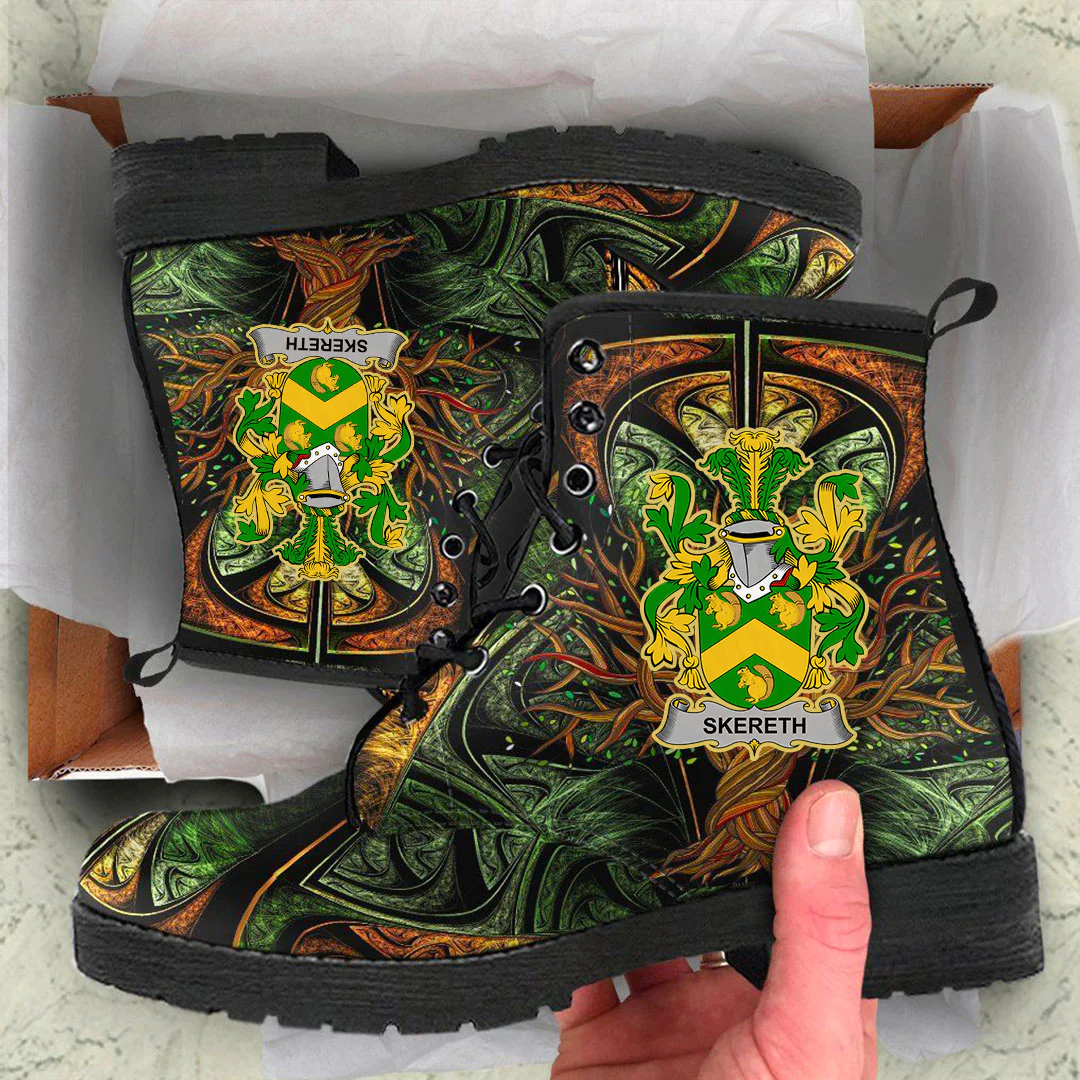 1stIreland Ireland Leather Boots - Skereth or Skerret Irish Family Crest Leather Boots - Tree Of Life A7