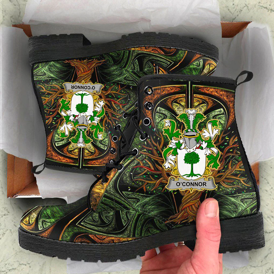 1stIreland Ireland Leather Boots - Connor or O Connor Don Irish Family Crest Leather Boots - Tree Of Life A7
