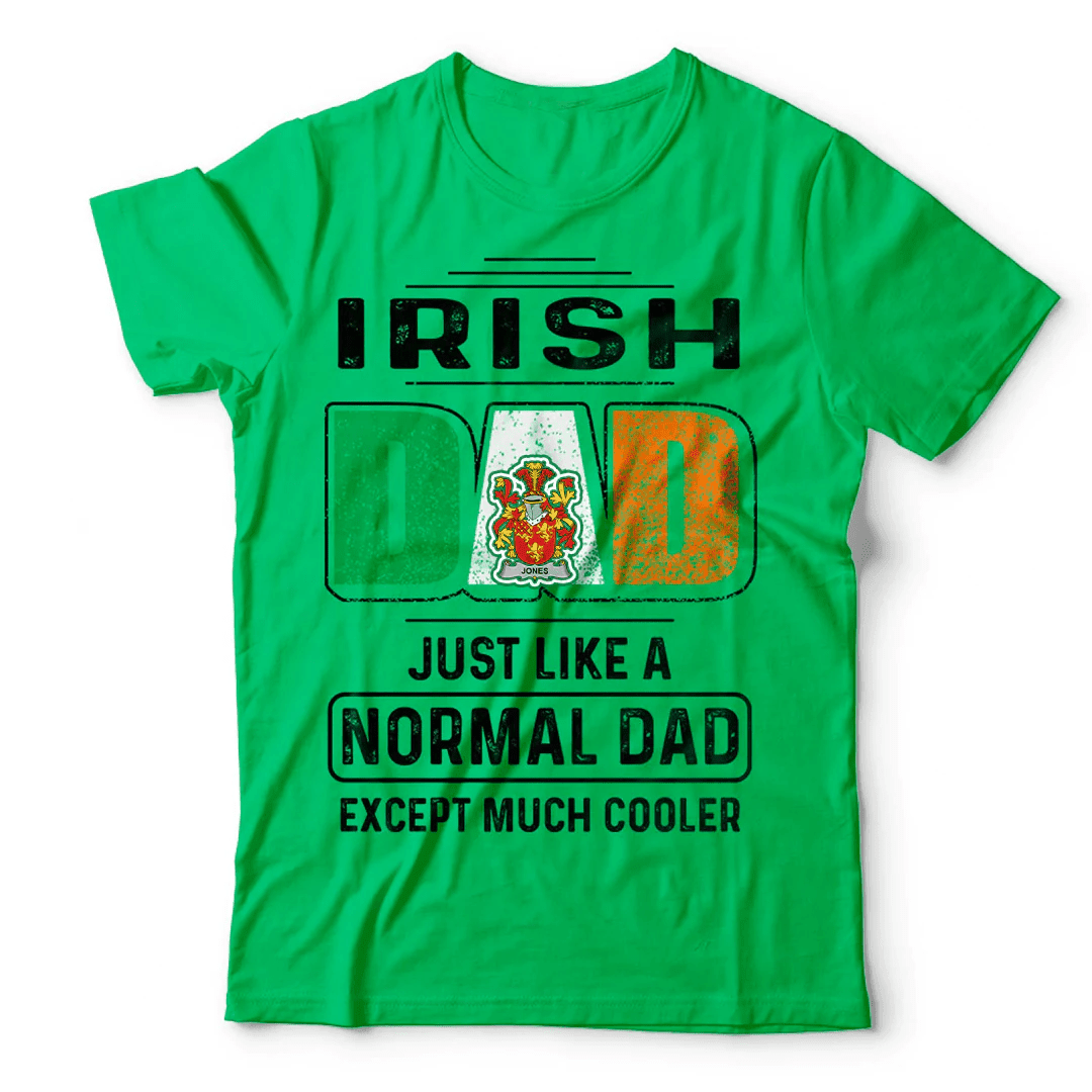 1stIreland Ireland T-Shirt - Jones Irish Family Crest Most Awesome Irish Dad 100% Cotton T-Shirt A7 | 1stIreland