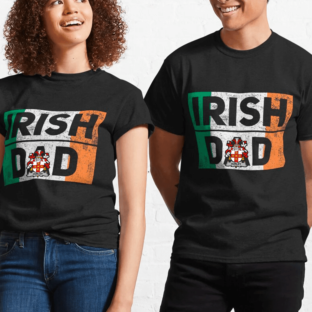 1stIreland Ireland T-Shirt - Hurley or O Hurley Irish Family Crest Irish Dad 100% Cotton T-Shirt A7 | 1stIreland
