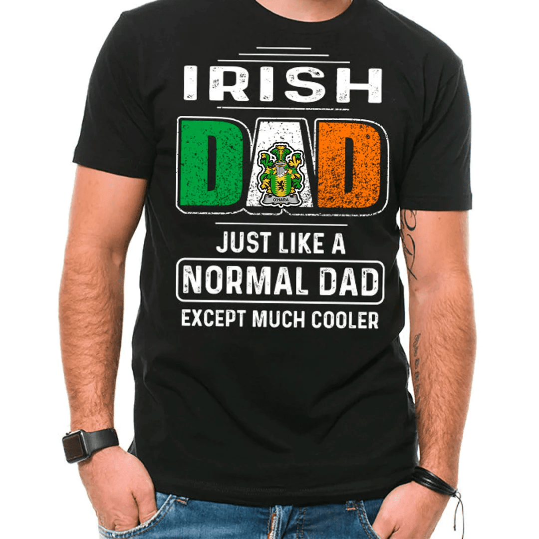 1stIreland Ireland T-Shirt - Hara or O Hara Irish Family Crest Most Awesome Irish Dad 100% Cotton T-Shirt A7