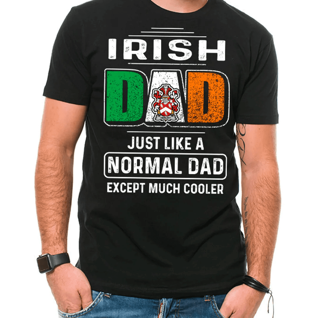 1stIreland Ireland T-Shirt - Herlihy or O Herlihy Irish Family Crest Most Awesome Irish Dad 100% Cotton T-Shirt A7