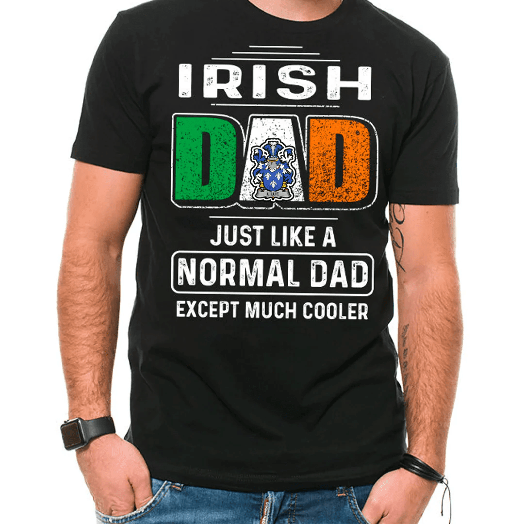 1stIreland Ireland T-Shirt - Lillie or MacLilly Irish Family Crest Most Awesome Irish Dad 100% Cotton T-Shirt A7