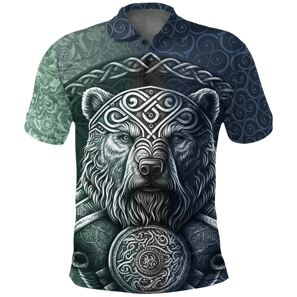 1stIreland Polo Shirts - Bear Warrior Celtic Knot Style Style A35