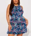 Women's Casual Sleeveless Dress - Color Tropical Monstera And Palm Leaves A7