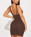Women's Bodycon Dress - Houndstooth Leather Fashion Style Never Out Of Date A7