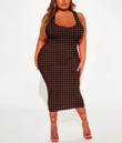 Women's Bodycon Dress - Houndstooth Leather Fashion Style Never Out Of Date A7