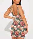 Women's Bodycon Dress - Floral Peony Rose Classic A7