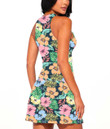 Women's Casual Sleeveless Dress - Hibiscus Flowers And Tropical Leaves A7