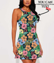 Women's Casual Sleeveless Dress - Hibiscus Flowers And Tropical Leaves A7 | 1stIreland