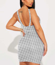 Women's Bodycon Dress - Houndstooth Pattern Style A7