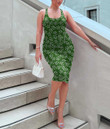 Women's Bodycon Dress - Pretty White Flowers and Green Very Harmonious Combination A7