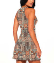 Women's Casual Sleeveless Dress - Hawaiian Style Tapa Tribal Fabric Abstract A7