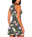 Women's Casual Sleeveless Dress - Vivid Hibiscus And Plumeria A7