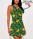 Women's Casual Sleeveless Dress - Yellow Flowers Palm Leaves Jungle Leaf A7 | 1stIreland