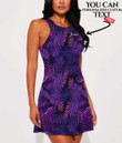 Women's Casual Sleeveless Dress - Tropical Neon Palm Leaves Seamless A7 | 1stIreland