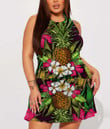 Women's Casual Sleeveless Dress - Tropical Flowers Jungle Leaves Paradise Flower. A7