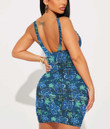 Women's Bodycon Dress - Seamless Pattern Hibiscus And Tartan A7