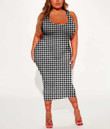 Women's Bodycon Dress - Houndstooth Caro Pattern Style A7