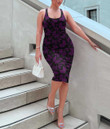 Women's Bodycon Dress - Butterfly Pattern Purple and White Version A7
