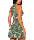 Women's Casual Sleeveless Dress - Tropical Monstera Leaves With Camouflage A7