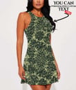 Women's Casual Sleeveless Dress - Tropical Monstera Leaves With Camouflage A7 | 1stIreland