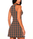 Women's Casual Sleeveless Dress - Stewart Black Tartan A7
