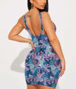 Women's Bodycon Dress - Color Tropical Monstera And Palm Leaves A7