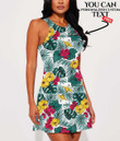 Women's Casual Sleeveless Dress - Hibiscus Palm And Monstera Leaves A7 | 1stIreland