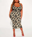 Women's Bodycon Dress - Retro Leaves And Branches A7
