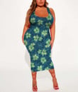 Women's Bodycon Dress - Tropical Hibiscus And Frangipani Flowers A7