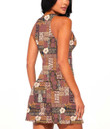 Women's Casual Sleeveless Dress - Hawaiian Style Tribal Motif Fabric A7