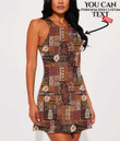 Women's Casual Sleeveless Dress - Hawaiian Style Tribal Motif Fabric A7 | 1stIreland