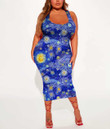 Women's Bodycon Dress - Glowing Moon On A Blue Sky A7
