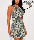 Women's Casual Sleeveless Dress - Hibiscus Flowers Pineapples Palm A7 | 1stIreland