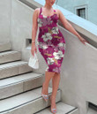 Women's Bodycon Dress - Multicolored Floral Hibiscus A7