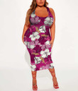 Women's Bodycon Dress - Multicolored Floral Hibiscus A7