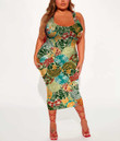 Women's Bodycon Dress - Hawaiian Style Patchwork A7