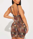 Women's Bodycon Dress - Hawaiian Style Tribal Motif Fabric A7