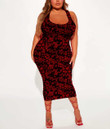 Women's Bodycon Dress - Vintage Floral Simple and Delicate Red A7